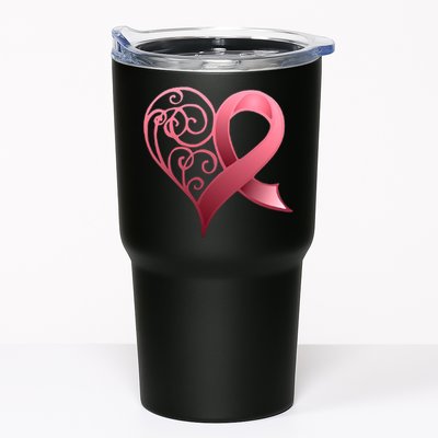 Breast Cancer Awareness Ribbon Heart Pattern Tumbler