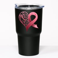 Breast Cancer Awareness Ribbon Heart Pattern Tumbler