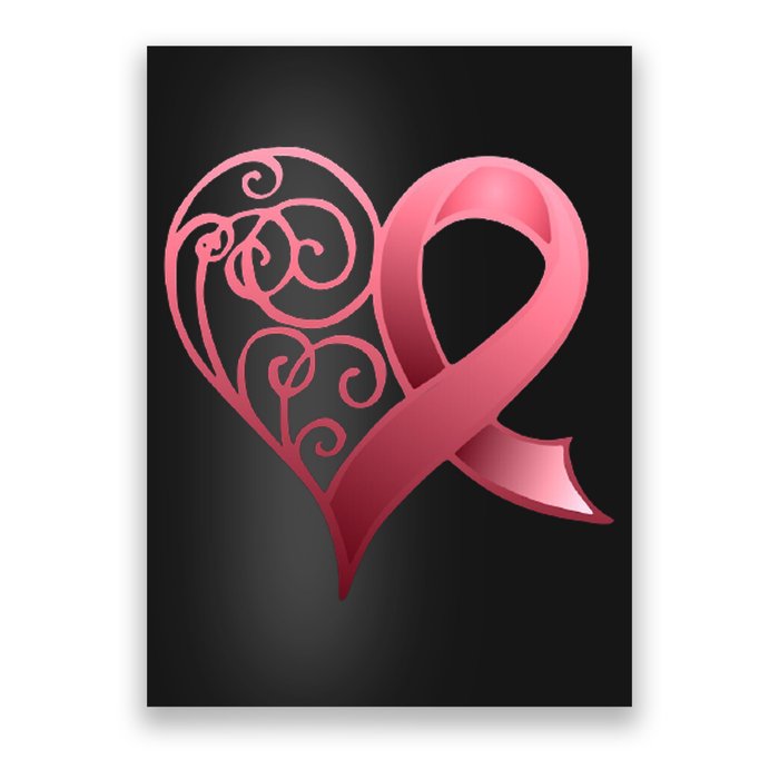 Breast Cancer Awareness Ribbon Heart Pattern Poster