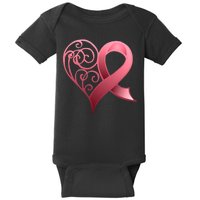 Breast Cancer Awareness Ribbon Heart Pattern Baby Bodysuit