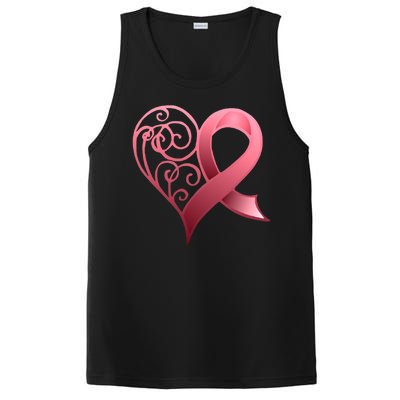 Breast Cancer Awareness Ribbon Heart Pattern PosiCharge Competitor Tank