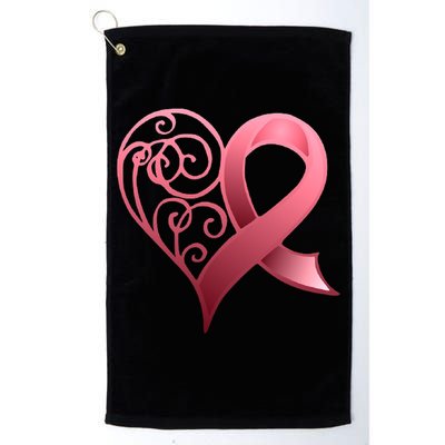 Breast Cancer Awareness Ribbon Heart Pattern Golf Towel