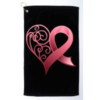 Breast Cancer Awareness Ribbon Heart Pattern Golf Towel
