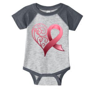 Breast Cancer Awareness Ribbon Heart Pattern Infant Baby Jersey Bodysuit