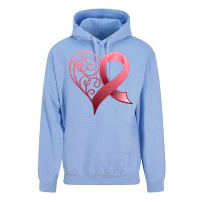 Breast Cancer Awareness Ribbon Heart Pattern Unisex Surf Hoodie