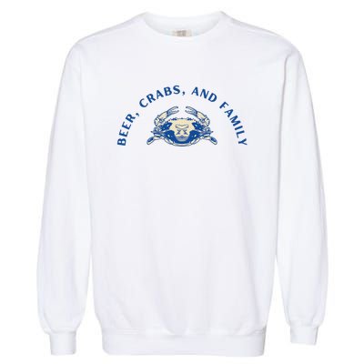 Beer Crabs And Family Garment-Dyed Sweatshirt