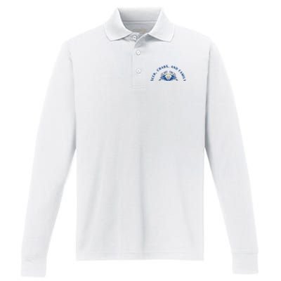 Beer Crabs And Family Performance Long Sleeve Polo