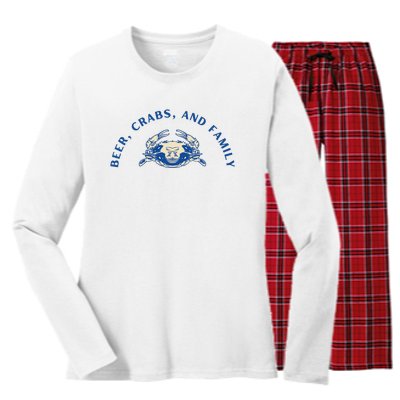 Beer Crabs And Family Women's Long Sleeve Flannel Pajama Set 