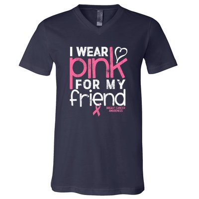 Breast Cancer Awareness Wear Pink Friend Breast Cancer V-Neck T-Shirt