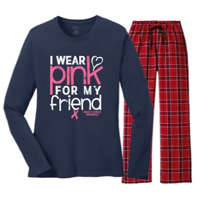 Breast Cancer Awareness Wear Pink Friend Breast Cancer Women's Long Sleeve Flannel Pajama Set 