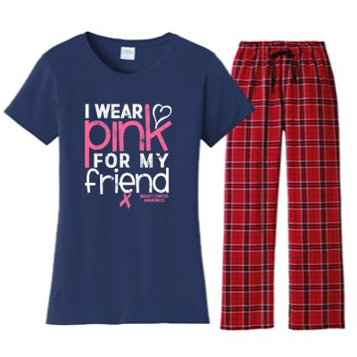 Breast Cancer Awareness Wear Pink Friend Breast Cancer Women's Flannel Pajama Set