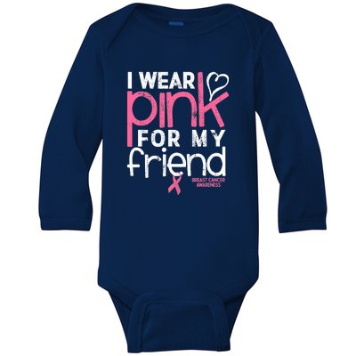 Breast Cancer Awareness Wear Pink Friend Breast Cancer Baby Long Sleeve Bodysuit