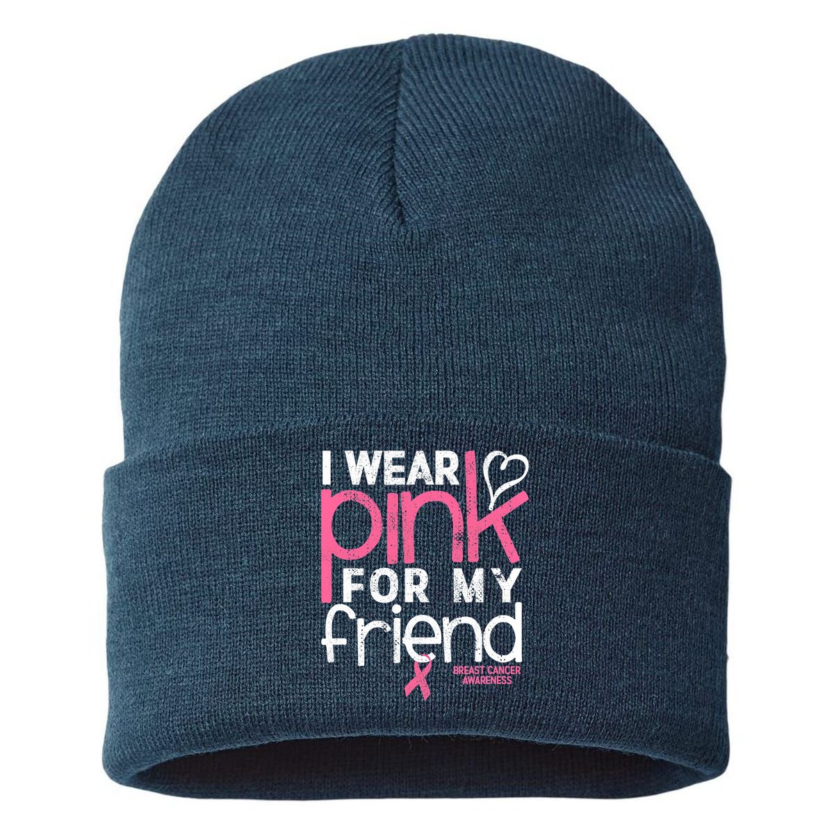 Breast Cancer Awareness Wear Pink Friend Breast Cancer Sustainable Knit Beanie