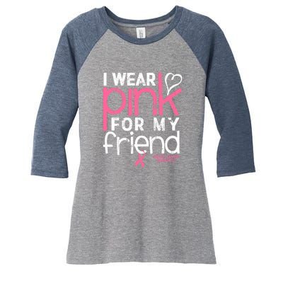 Breast Cancer Awareness Wear Pink Friend Breast Cancer Women's Tri-Blend 3/4-Sleeve Raglan Shirt