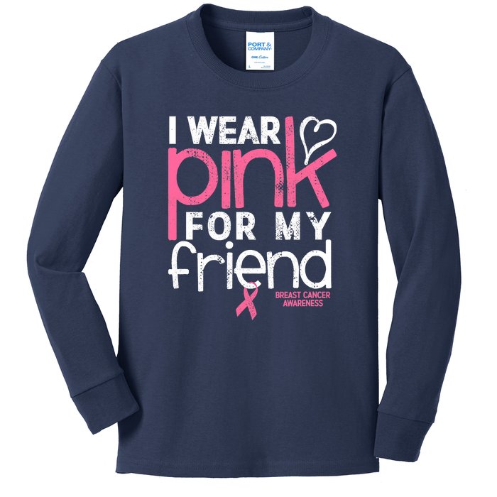 Breast Cancer Awareness Wear Pink Friend Breast Cancer Kids Long Sleeve Shirt