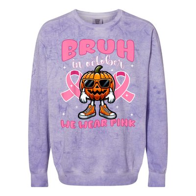 Breast Cancer Awareness Halloween Pumpkin Colorblast Crewneck Sweatshirt