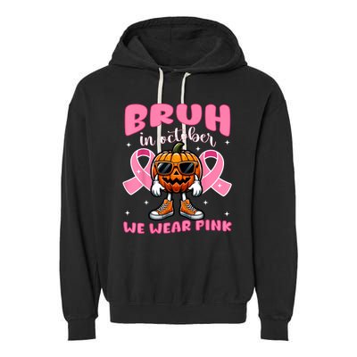 Breast Cancer Awareness Halloween Pumpkin Garment-Dyed Fleece Hoodie