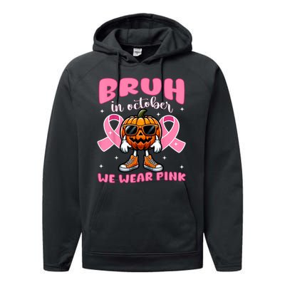 Breast Cancer Awareness Halloween Pumpkin Performance Fleece Hoodie