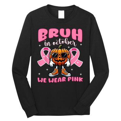 Breast Cancer Awareness Halloween Pumpkin Long Sleeve Shirt