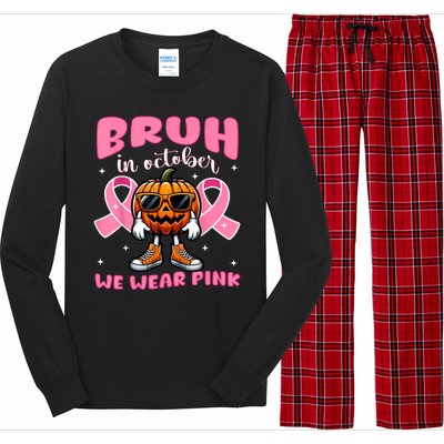 Breast Cancer Awareness Halloween Pumpkin Long Sleeve Pajama Set