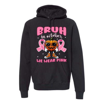 Breast Cancer Awareness Halloween Pumpkin Premium Hoodie