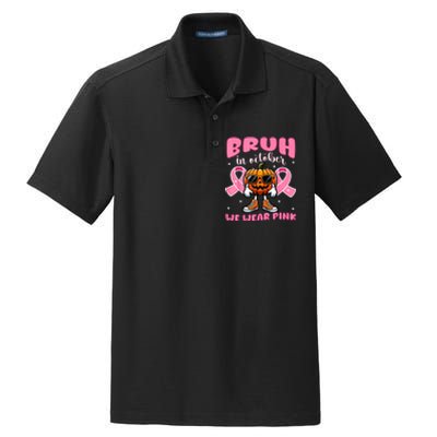 Breast Cancer Awareness Halloween Pumpkin Dry Zone Grid Polo