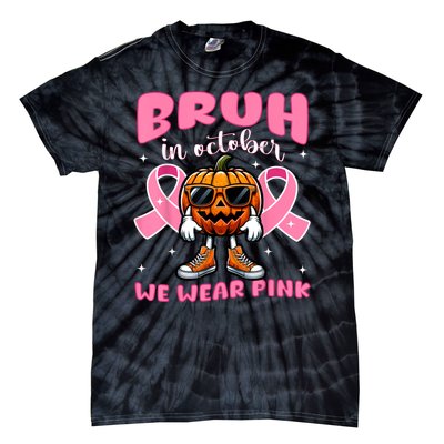 Breast Cancer Awareness Halloween Pumpkin Tie-Dye T-Shirt