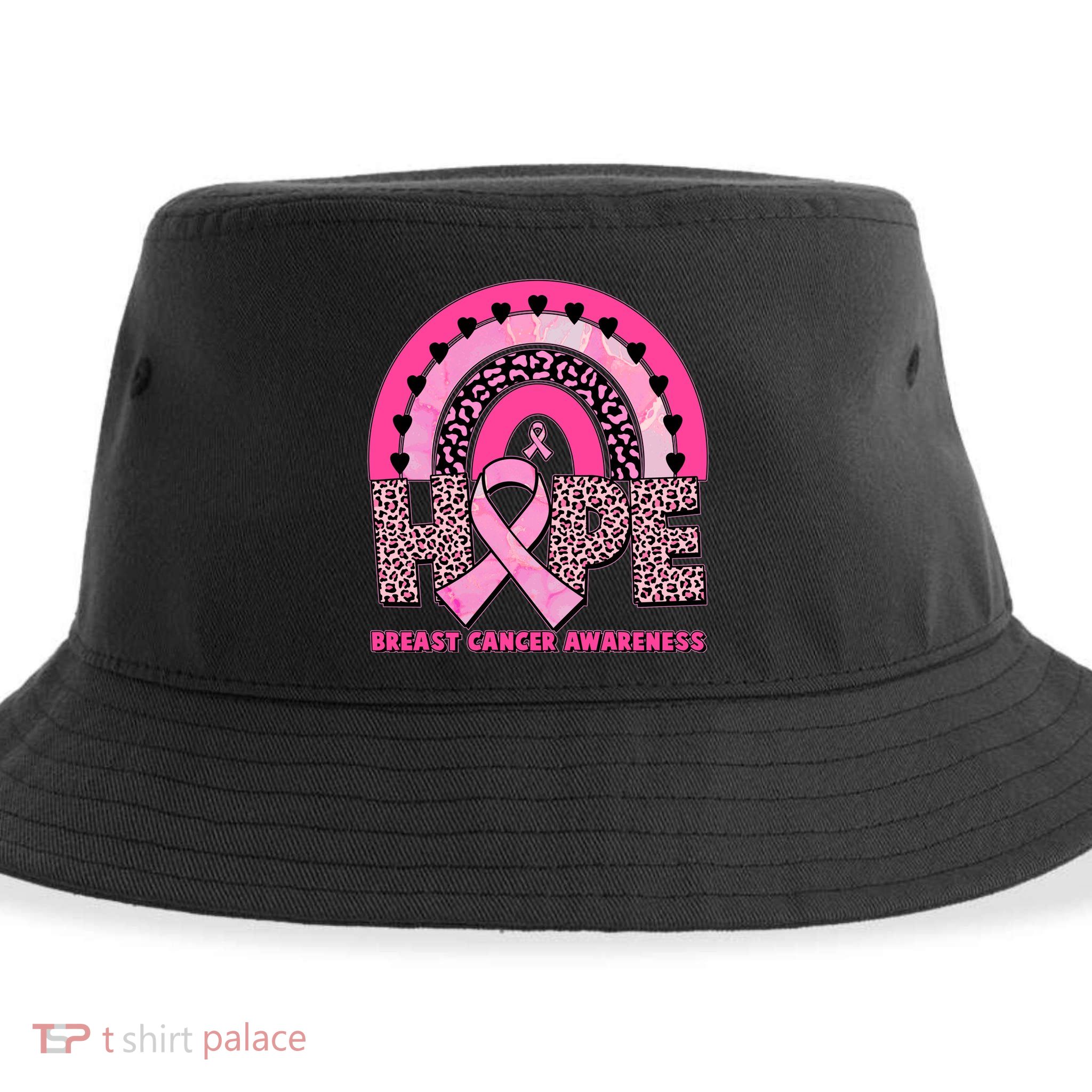 Breast Cancer Awareness Pink Leopard Print Rainbow Sustainable Bucket Hat