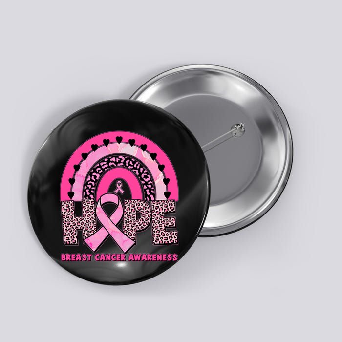 Breast Cancer Awareness Pink Leopard Print Rainbow Button
