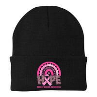 Breast Cancer Awareness Pink Leopard Print Rainbow Beanie