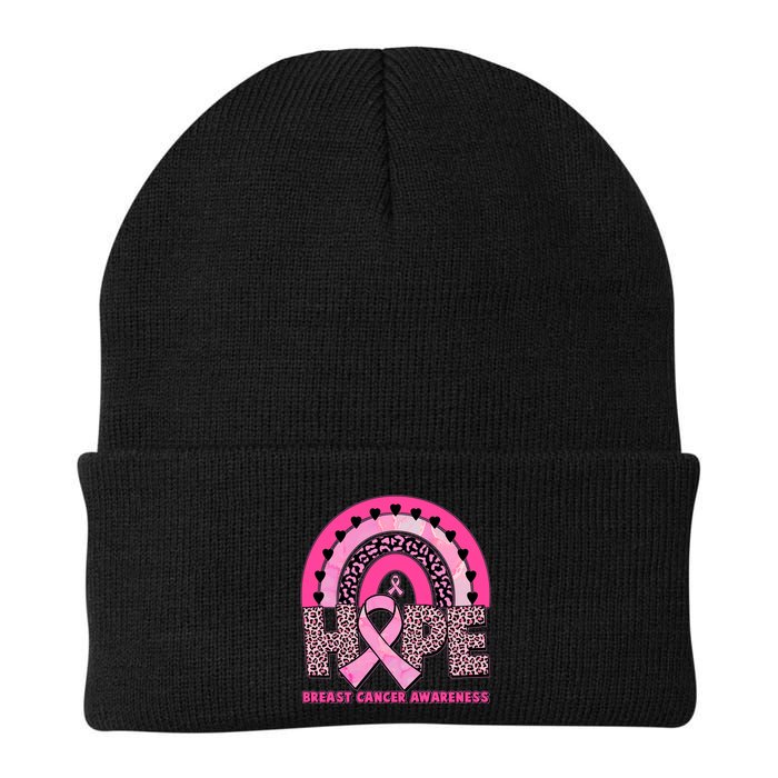 Breast Cancer Awareness Pink Leopard Print Rainbow Beanie