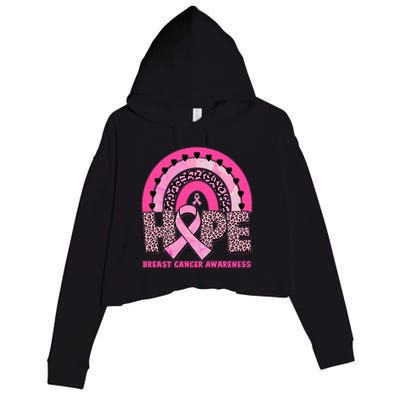 Breast Cancer Awareness Pink Leopard Print Rainbow Crop Fleece Hoodie