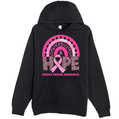 Breast Cancer Awareness Pink Leopard Print Rainbow Premium Pullover Hoodie