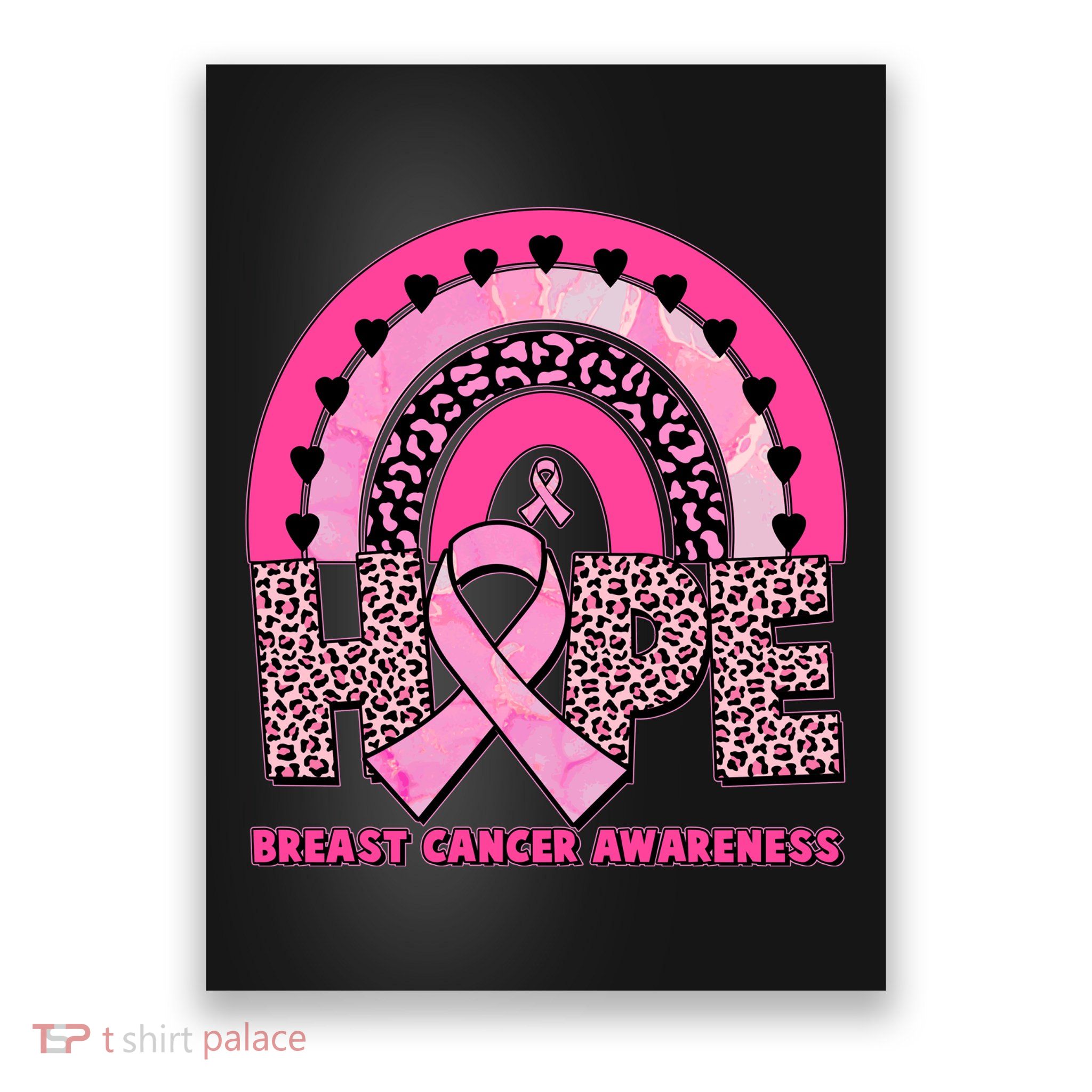 Breast Cancer Awareness Pink Leopard Print Rainbow Poster