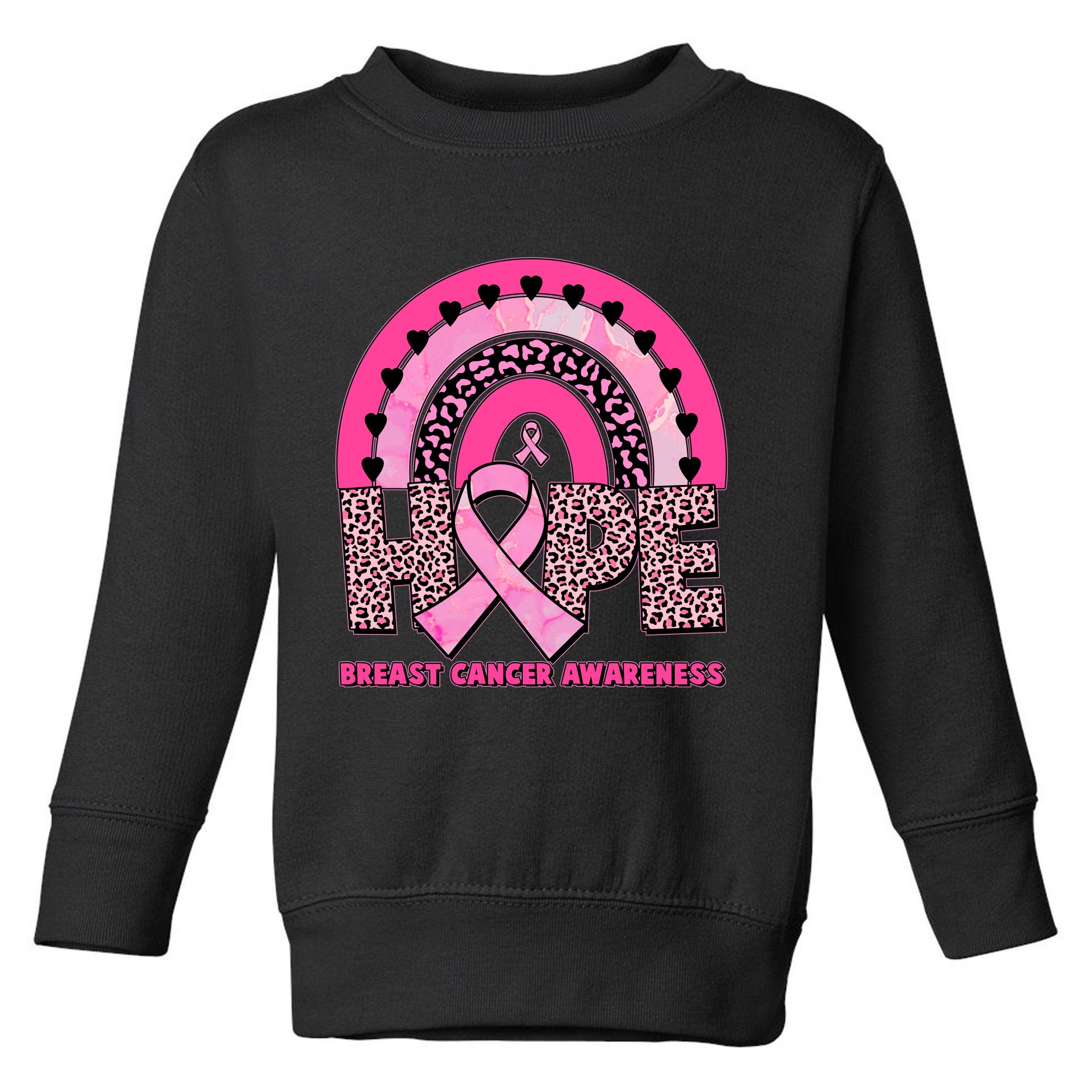 Breast Cancer Awareness Pink Leopard Print Rainbow Toddler Sweatshirt