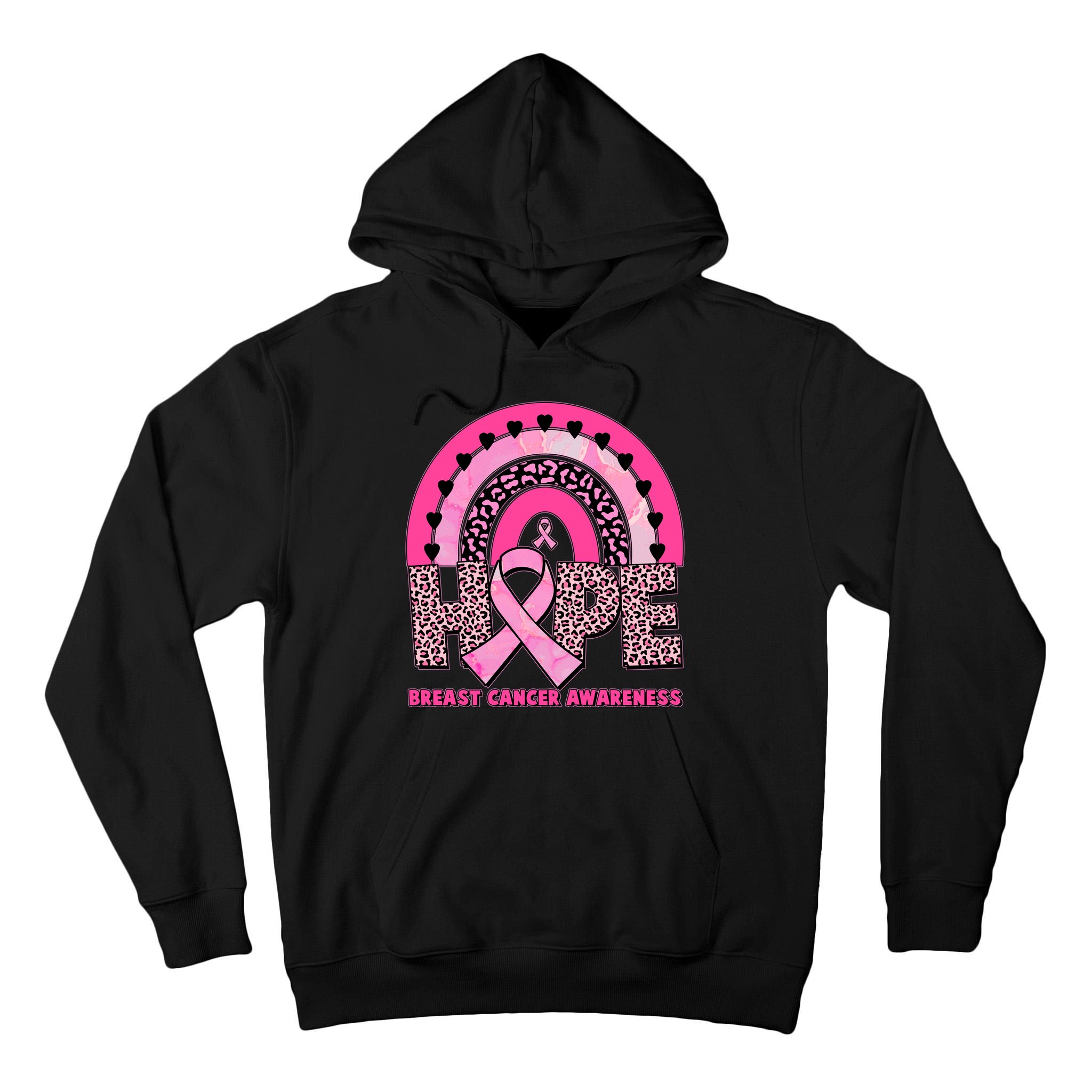Breast Cancer Awareness Pink Leopard Print Rainbow Tall Hoodie