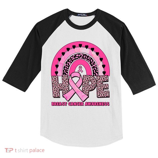 Breast Cancer Awareness Pink Leopard Print Rainbow Kids Colorblock Raglan Jersey
