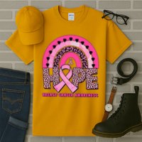 Breast Cancer Awareness Pink Leopard Print Rainbow Tall T-Shirt