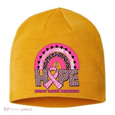 Breast Cancer Awareness Pink Leopard Print Rainbow Sustainable Beanie