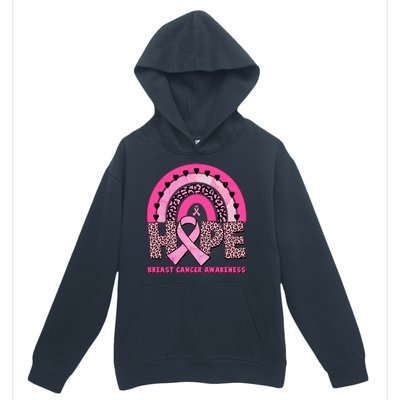 Breast Cancer Awareness Pink Leopard Print Rainbow Urban Pullover Hoodie