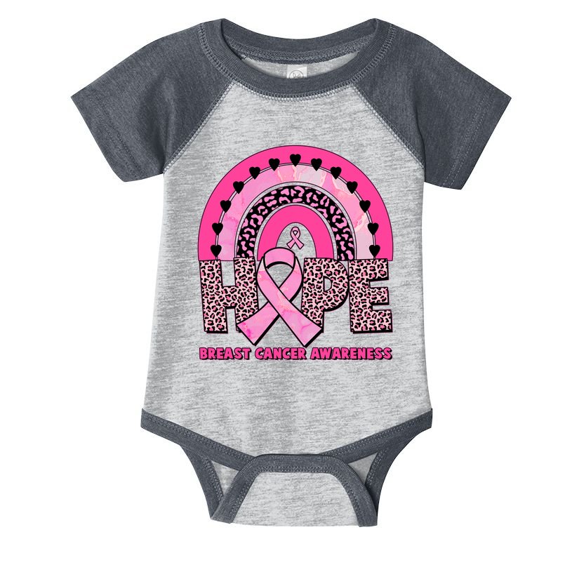 Breast Cancer Awareness Pink Leopard Print Rainbow Infant Baby Jersey Bodysuit