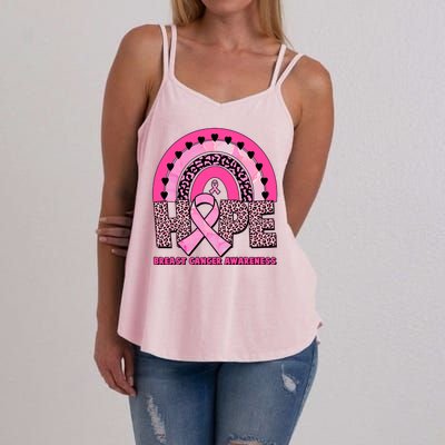 Breast Cancer Awareness Pink Leopard Print Rainbow Women's Strappy Tank