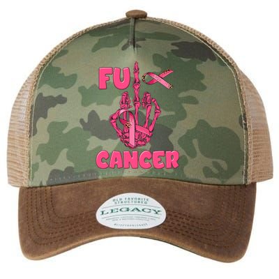 Breast Cancer Awareness Fu Cancer Skeleton Middle Finger Pink Ribbon Legacy Tie Dye Trucker Hat