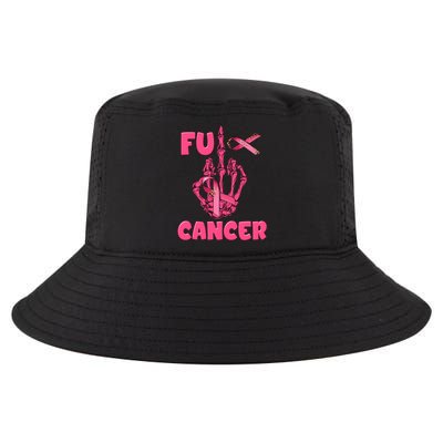 Breast Cancer Awareness Fu Cancer Skeleton Middle Finger Pink Ribbon Cool Comfort Performance Bucket Hat