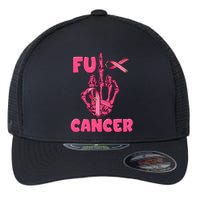 Breast Cancer Awareness Fu Cancer Skeleton Middle Finger Pink Ribbon Flexfit Unipanel Trucker Cap