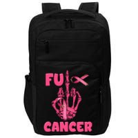 Breast Cancer Awareness Fu Cancer Skeleton Middle Finger Pink Ribbon Impact Tech Backpack