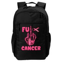 Breast Cancer Awareness Fu Cancer Skeleton Middle Finger Pink Ribbon Daily Commute Backpack