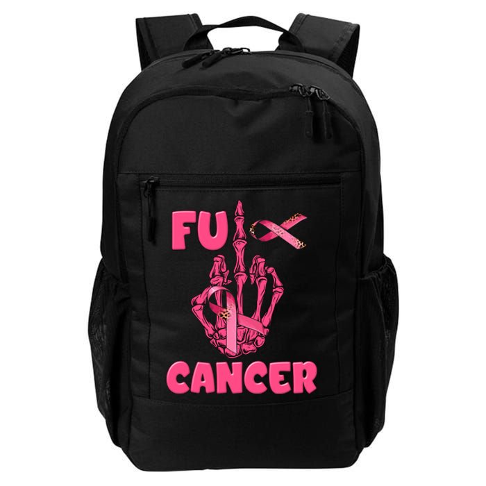 Breast Cancer Awareness Fu Cancer Skeleton Middle Finger Pink Ribbon Daily Commute Backpack