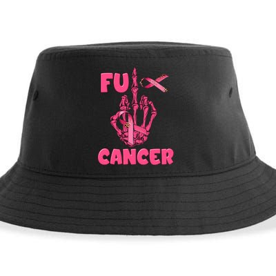 Breast Cancer Awareness Fu Cancer Skeleton Middle Finger Pink Ribbon Sustainable Bucket Hat