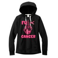 Breast Cancer Awareness Fu Cancer Skeleton Middle Finger Pink Ribbon Women's Fleece Hoodie